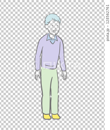 シニア男性のカラーのイラスト シニア男性のカラーのイラスト 128562761
