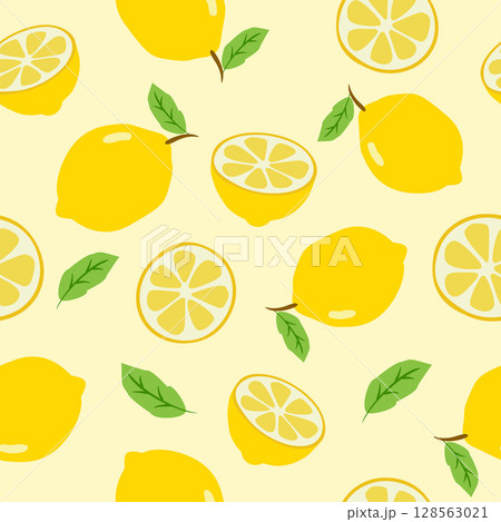 Lemonade slices seamless pattern cartoon summer background. 128563021