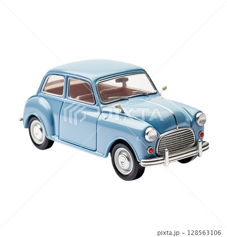 Old car, antique, European style, blue color 128563106
