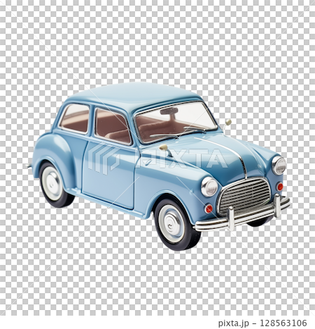 Old car, antique, European style, blue color 128563106