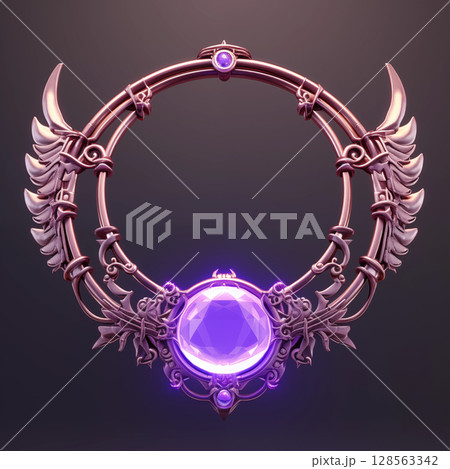 Purple circle frame, gaming style, purple tone Purple circle frame, gaming style, purple tone 128563342