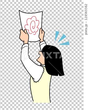 テストで高得点を取って喜ぶ女子生徒 128563382