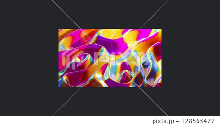 Image of moving glowing colorful waves over black background Image of moving glowing colorful waves over black background 128563477