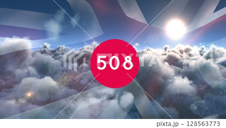 Image of counter over clouds and flag of united kingdom Image of counter over clouds and flag of united kingdom 128563773