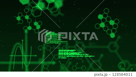 Image of green lightning over chemical compounds and data processing Image of green lightning over chemical compounds and data processing 128564011