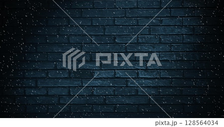 Image of snow falling over brick background Image of snow falling over brick background 128564034