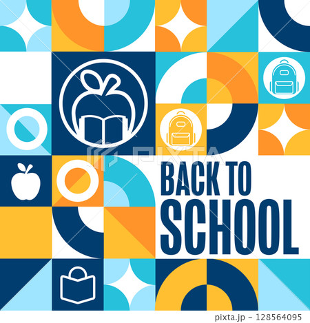 Back to School. Template for background, banner, card, poster with text. Vector EPS10 illustration. Back to School. Template for background, banner, card, poster with text. Vector EPS10 illustration. 128564095