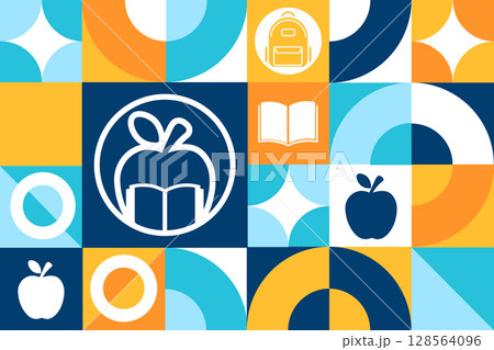 Back to School. Seamless geometric pattern. Template for background, banner, card, poster. Vector 128564096