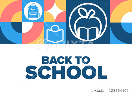 Back to School. Template for background, banner, card, poster with text. Vector EPS10 illustration. 128564102