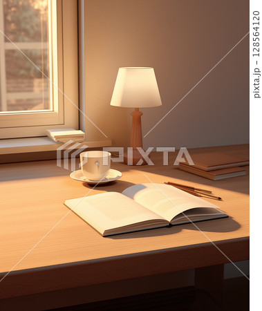 Work desk in warm colors 128564120