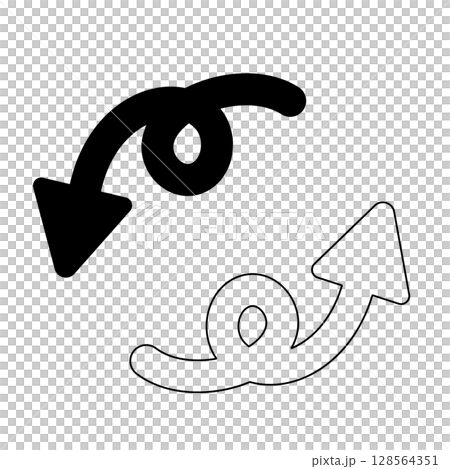 ベタ塗りとラインの矢印セット｜UIや案内に便利 128564351