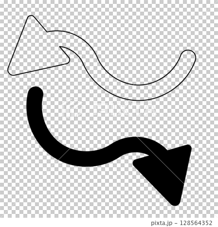 ベタ塗りとラインの矢印セット｜UIや案内に便利 128564352