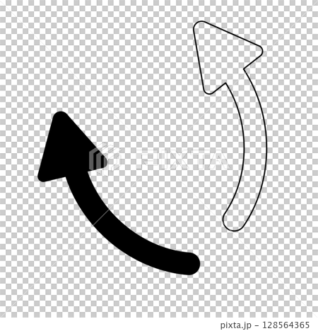 ベタ塗りとラインの矢印セット|UIや案内に便利 ベタ塗りとラインの矢印セット|UIや案内に便利 128564365