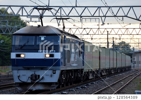東海道本線を走るEF210-173コンテナ貨物列車 128564389