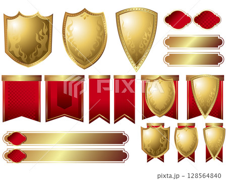 赤と金の装飾素材 128564840