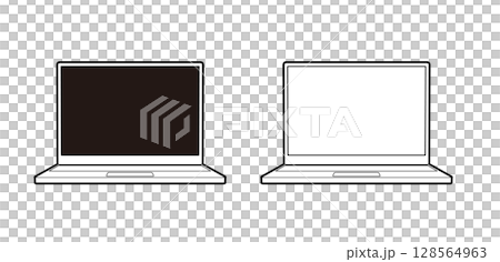 筆記型電腦線條圖設定正面 128564963