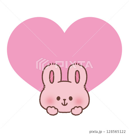 大きいハートとウサギ 大きいハートとウサギ 128565122