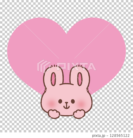 大きいハートとウサギ 大きいハートとウサギ 128565122
