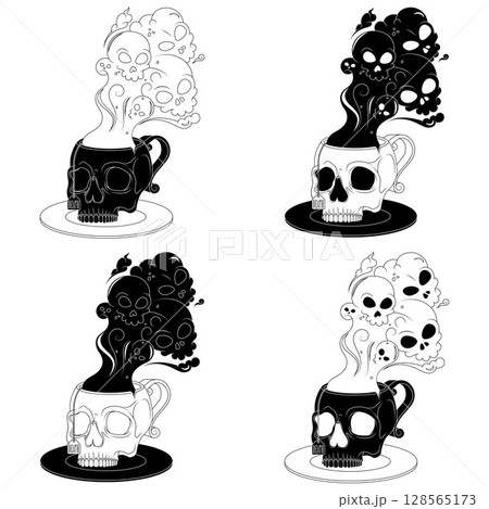 Skull Shaped Tea Cup With Toxic Death Smoke Skull Shaped Tea Cup With Toxic Death Smoke 128565173