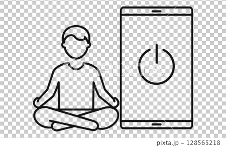 デジタルデトックス中の人物とスマホのアイコン 128565218