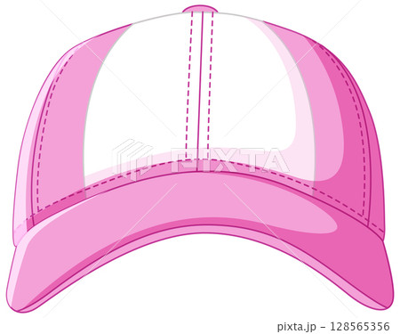 Pink and White Baseball Cap Vector Illustration 128565356