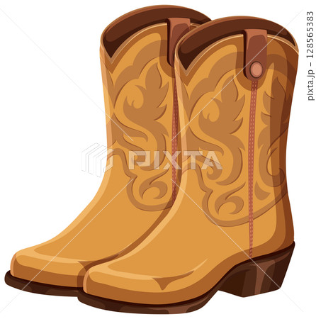 Stylized Cowboy Boots Vector Illustration 128565383