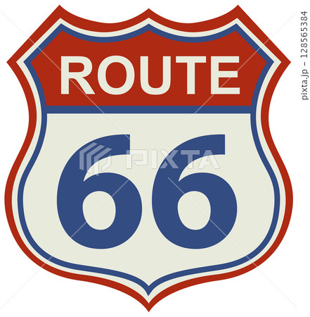 Classic Route 66 Highway Sign Illustration Classic Route 66 Highway Sign Illustration 128565384