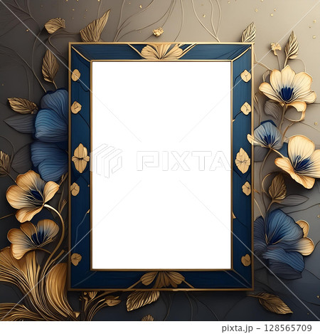 花と額　PNG素材　AI生成素材 128565709