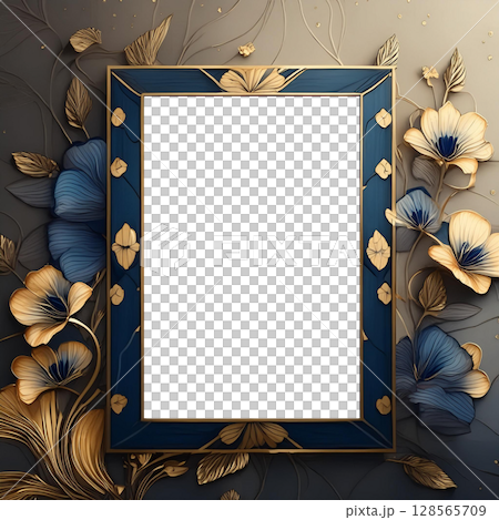 花と額　PNG素材　AI生成素材 128565709