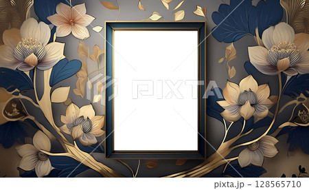 花と額　PNG素材　AI生成素材 128565710