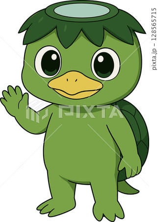 かわいいカッパのキャラクターのイラスト かわいいカッパのキャラクターのイラスト 128565715