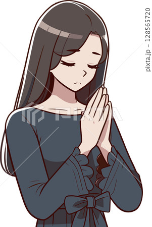 祈る女性のイラスト 128565720
