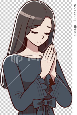 祈る女性のイラスト 128565720