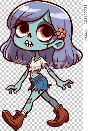 一個可愛的女殭屍角色的插圖 128565721