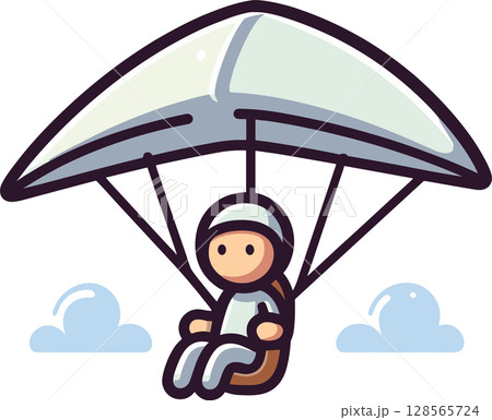 パラグライダーで空を舞うイラスト 128565724