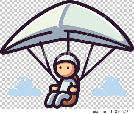 パラグライダーで空を舞うイラスト 128565724