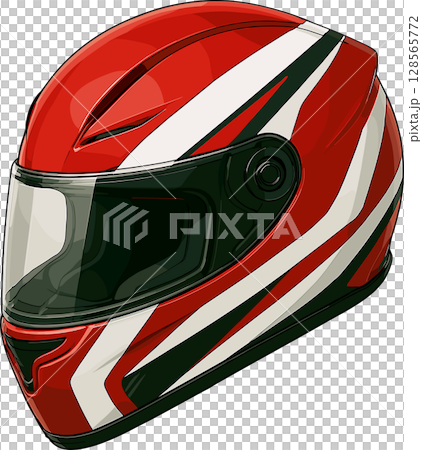 Illustration of a red full-face helmet 128565772