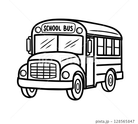 School Bus Cute Illustration Doodle Sketch Icon Coloring 128565847