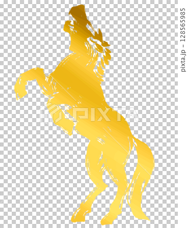 馬年,新年的材料,墨水和筆觸_嘶鳴的馬的剪影向量插圖_金色 馬年,新年的材料,墨水和筆觸_嘶鳴的馬的剪影向量插圖_金色 128565985