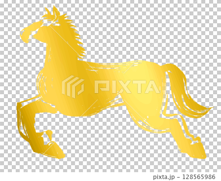 馬年,新年的材料,墨水和筆觸_奔騰的馬的剪影向量插圖_金色 馬年,新年的材料,墨水和筆觸_奔騰的馬的剪影向量插圖_金色 128565986