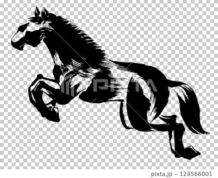 Year of the Horse, New Year's material, ink and brush strokes_Leaping horse silhouette vector illustration Year of the Horse, New Year's material, ink and brush strokes_Leaping horse silhouette vector illustration 128566001