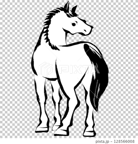 馬年,新年的材料,水墨和筆觸_馬轉身的向量插圖 馬年,新年的材料,水墨和筆觸_馬轉身的向量插圖 128566008