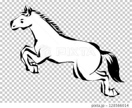 馬年,新年的材料,墨水和筆觸_跳躍的馬的向量插圖 馬年,新年的材料,墨水和筆觸_跳躍的馬的向量插圖 128566014