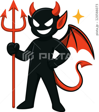 トライデントを持つ悪魔のイラスト 128566073