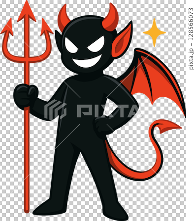 トライデントを持つ悪魔のイラスト 128566073