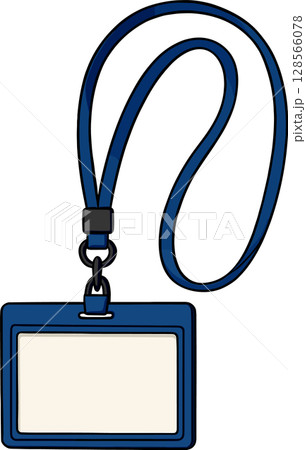 青のネックストラップのイラスト 128566078