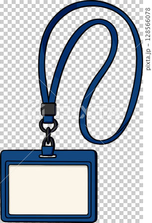 青のネックストラップのイラスト 128566078