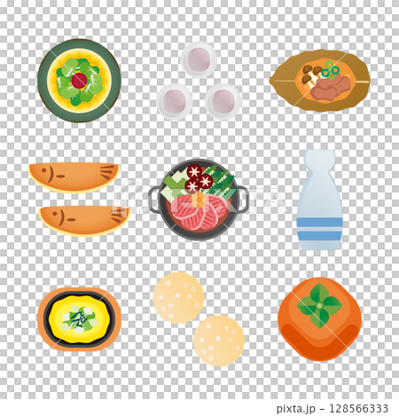 岐阜グルメのイラストセット2 128566333