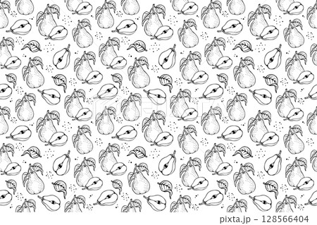 Pear fruits seamless pattern Pear fruits seamless pattern 128566404