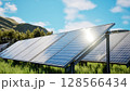 3D Renewable Energy Concept with Solar Panels in Nature 128566434